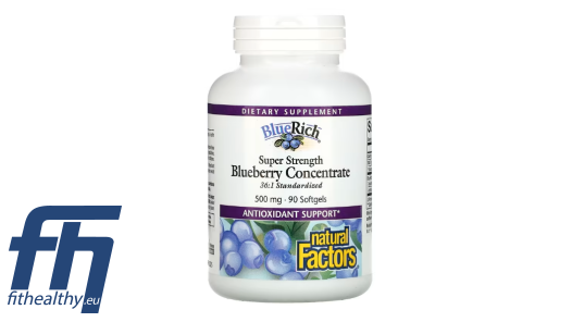 Concentré De Myrtilles Natural Factors – 500 Mg, 90 Gélules, Super Fort, Pur Et Naturel