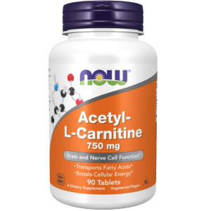 Now Foods Acetyl-L-Carnitine 750 mg L-Karnitīns Svara Kontrole