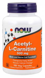 Now Foods Acetyl-L-Carnitine 500 mg L-Karnitīns Aminoskābes Svara Kontrole