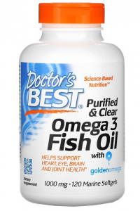 Doctor's Best Purified & Clear Omega 3 Fish Oil with Goldenomega 1000 mg