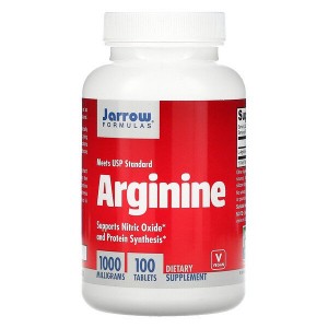 Jarrow Formulas Arginine 1000 mg Azoto oksido stiprintuvai L-argininas Amino rūgštys Prieš treniruotę ir energija