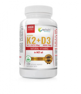 WISH Pharmaceutical Vitamin K2 Mk-7 200mcg + D3 100mcg in MCT oil