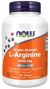 Now Foods L-Arginine 1000 mg Azoto oksido stiprintuvai L-argininas Amino rūgštys Prieš treniruotę ir energija
