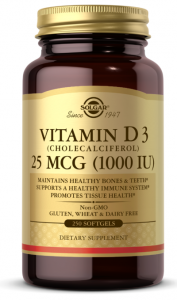 Solgar Vitamin D3 Cholecalciferol 25 mcg 1000 iu