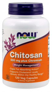 Now Foods Chitosan 500 mg plus Chromium Hitozāns Svara Kontrole