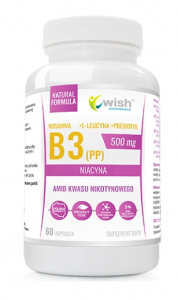 WISH Pharmaceutical Niacin Vitamin B3 (PP)  500 mg + Prebiotic