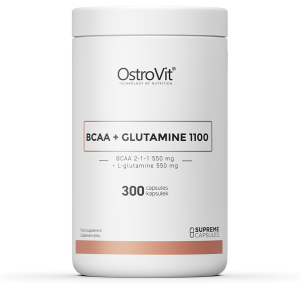 OstroVit BCAA + Glutamine 1100 mg L-glutamiin Aminohapped Pärast treeningut ja taastumist