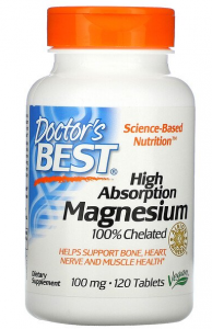 Doctor's Best High Absorption Magnesium 100% Chelated 100 mg