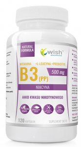 WISH Pharmaceutical Niacin Vitamin B3 (PP)  500 mg + Prebiotic