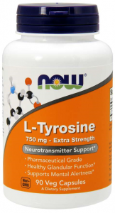 Now Foods L-Tyrosine 750 mg L-tirozinas Amino rūgštys