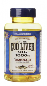 Holland \u0026 Barrett Cod Liver Oil 1000 mg 60 softgels | Maisto Papildai  Sportui