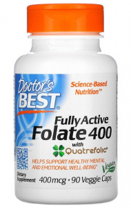 Doctor's Best Fully Active Folate 400 with Quatrefolic 400 mcg