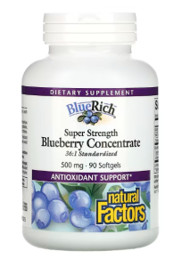 Natural Factors Super Strength Blueberry Concentrate 500 mg