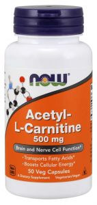 Now Foods Acetyl-L-Carnitine 500 mg L-karnitinas Svorio valdymas