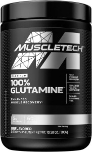 MuscleTech Platinum 100% Glutamine L-glutaminas Amino rūgštys Po treniruotės ir atsigavimas