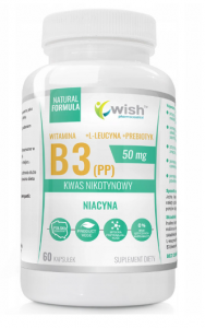 WISH Pharmaceutical Niacin Vitamin B3 (PP)  50 mg + Prebiotic