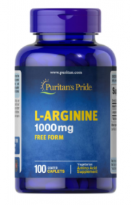 Puritan's Pride L-Arginine 1000 mg Azoto oksido stiprintuvai L-argininas Amino rūgštys Prieš treniruotę ir energija