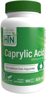 Health Thru Nutrition Caprylic Acid 600 mg MCT alyva Svorio valdymas