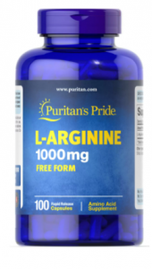 Puritan's Pride L-Arginine 1000 mg Azoto oksido stiprintuvai L-argininas Amino rūgštys Prieš treniruotę ir energija