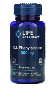 Life Extension D, L-Phenylalanine 500 mg L-fenilalaninas Amino rūgštys