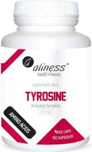 Aliness Tyrosine N-Acetyl-Tyrosine 500 mg L-tirozinas Amino rūgštys
