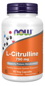 Now Foods L-Citrulline 750 mg Azoto oksido stiprintuvai L-citrulinas Amino rūgštys Prieš treniruotę ir energija