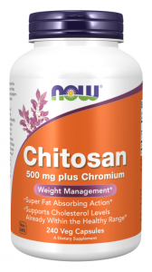Now Foods Chitosan 500 mg plus Chromium Chitozanas Svorio valdymas