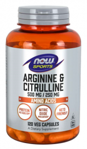 Now Foods Arginine & Citrulline 500 mg / 250 mg L-arginiin L-tsitrulliin Aminohapped Enne treeningut ja energiat