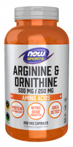 Now Foods Arginine & Ornithine 500 mg / 250 mg Lämmastikoksiidi võimendid L-arginiin Aminohapped Enne treeningut ja energiat