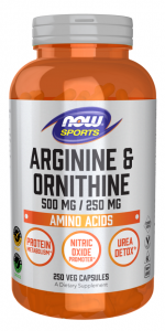 Now Foods Arginine & Ornithine 500 mg / 250 mg Azoto oksido stiprintuvai L-argininas Amino rūgštys Prieš treniruotę ir energija