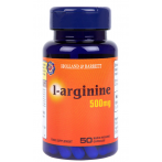 Holland & Barrett L-Arginine 500 mg Azoto oksido stiprintuvai L-argininas Amino rūgštys Prieš treniruotę ir energija