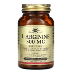 Solgar L-Arginine 500 mg L-argininas Azoto oksido stiprintuvai Prieš treniruotę ir energija Amino rūgštys