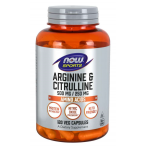 Now Foods Arginine & Citrulline 500 mg / 250 mg L-argininas L-citrulinas Amino rūgštys Prieš treniruotę ir energija